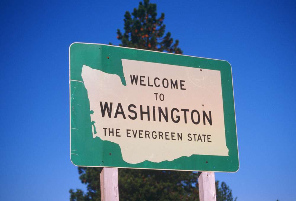 "Welcome to Washington - The Evergreen State" Sign